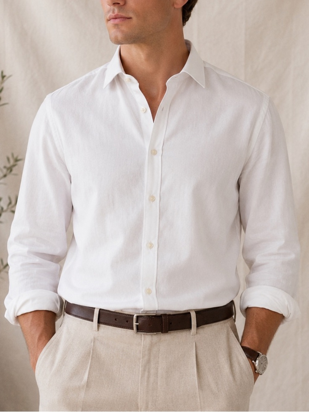 Eton Mens Dress Shirt 44 17.5 Contemporary Fit Textured Twill White Preppy